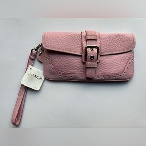New with tags light pink pebble leather Coach large wristlet.